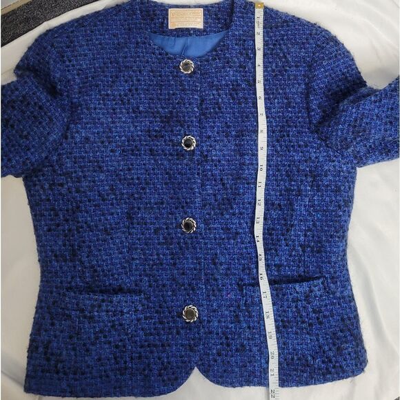 VINTAGE 70s Pendleton suit blue tweed academia wool skirt set S/M - Picture 14 of 14